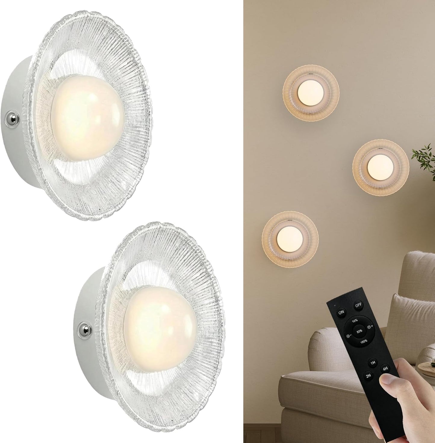 Aplique pared inalámbrico LED regulable 5200 mAh set 2