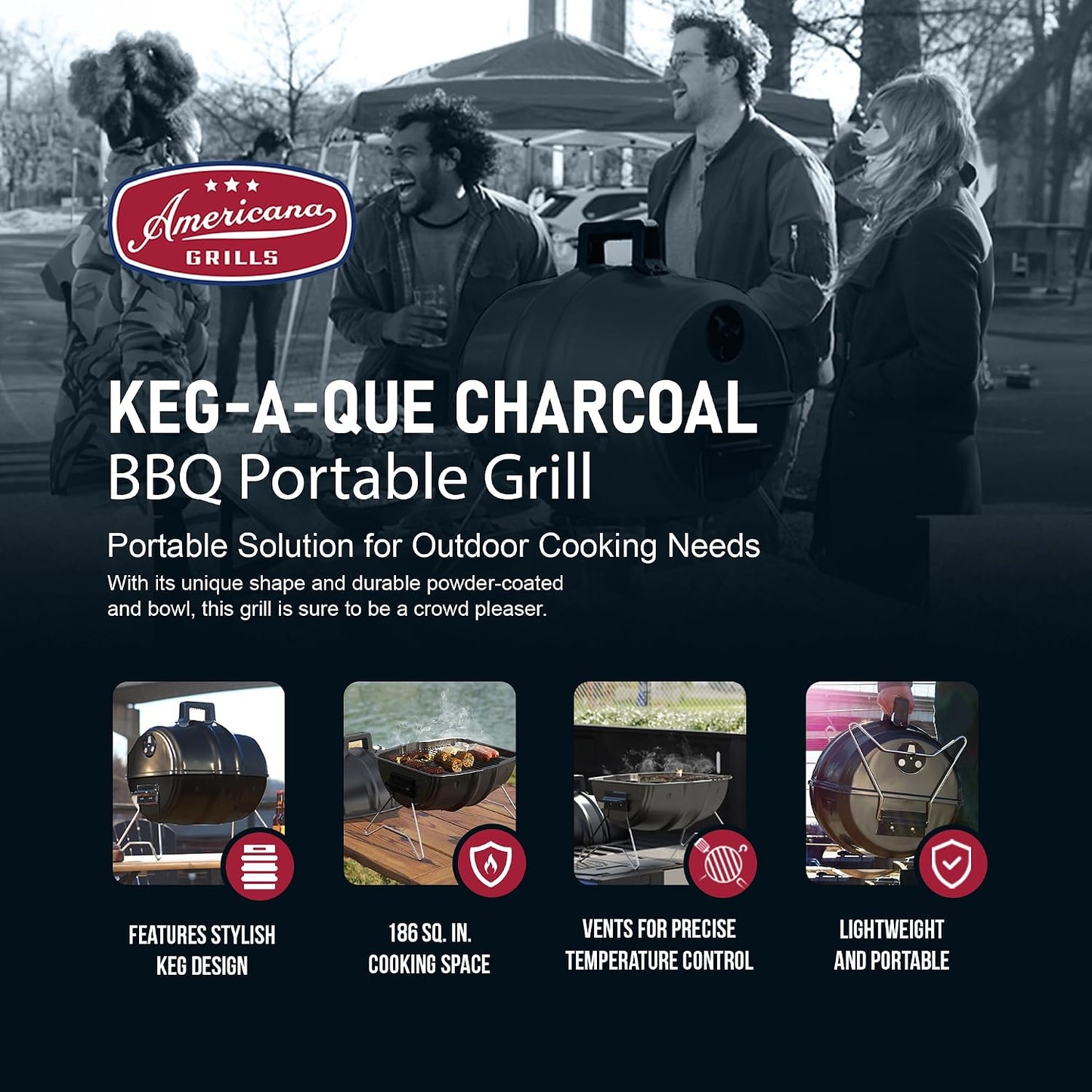 Parrilla de carbón portátil con capucha 186pulg2