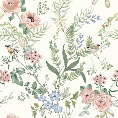 Papel tapiz floral autoadhesivo Cottagecore para dormitorio y baño