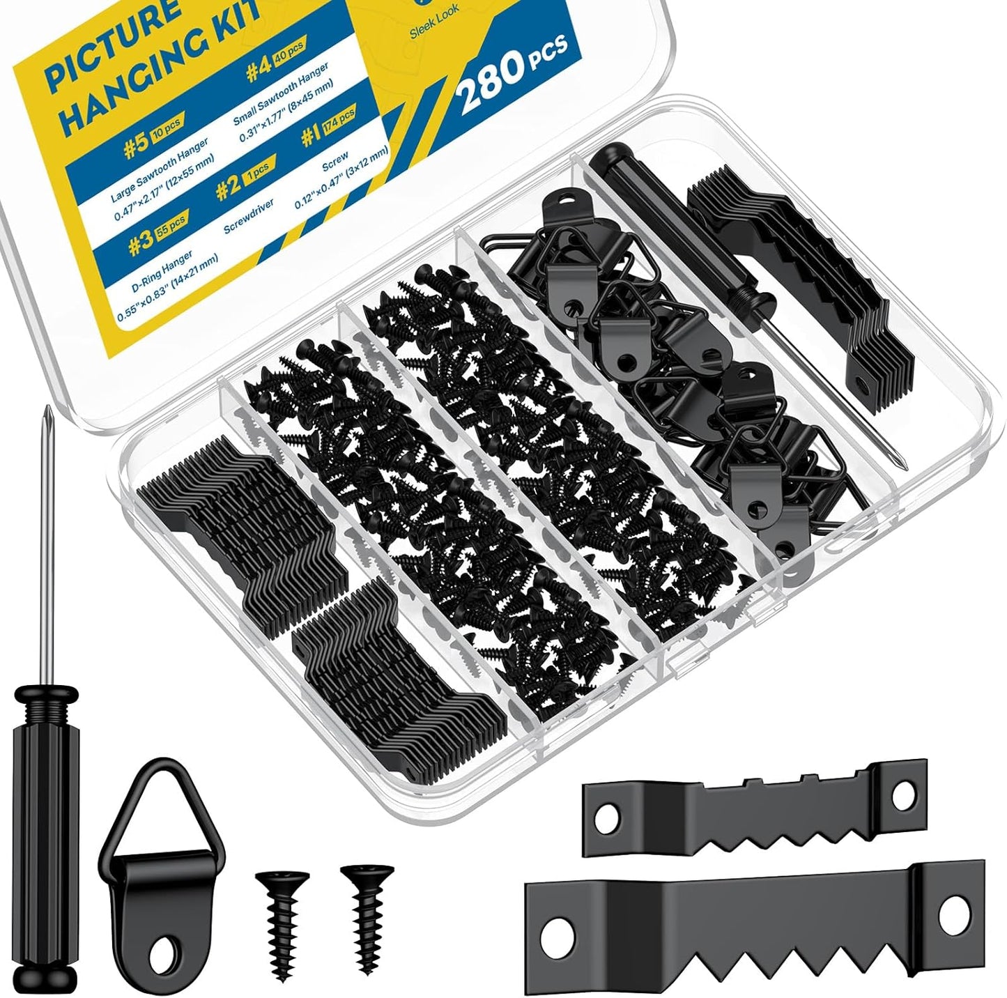Kit 280 Pzas Ganchos D y Sierra para Colgar Cuadros
