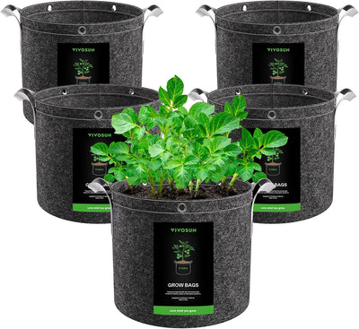 Set 5 Macetas Cultivo 3gal Tela No Tejida 500g con Asas