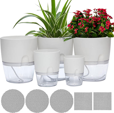 Macetas riego automático 5 Pzas plástico decorativo