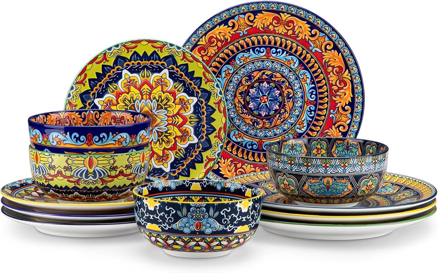 Set 12 Pzas Platos Cuencos Estilo Bohemio