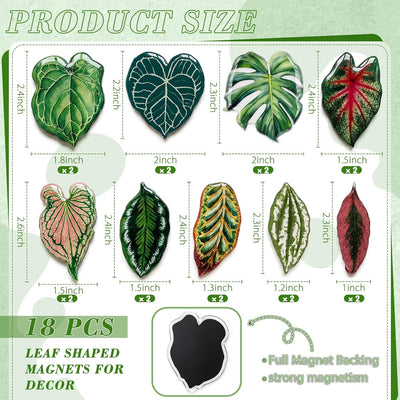18 imanes de nevera en forma de hoja tropical para cocina y hogar