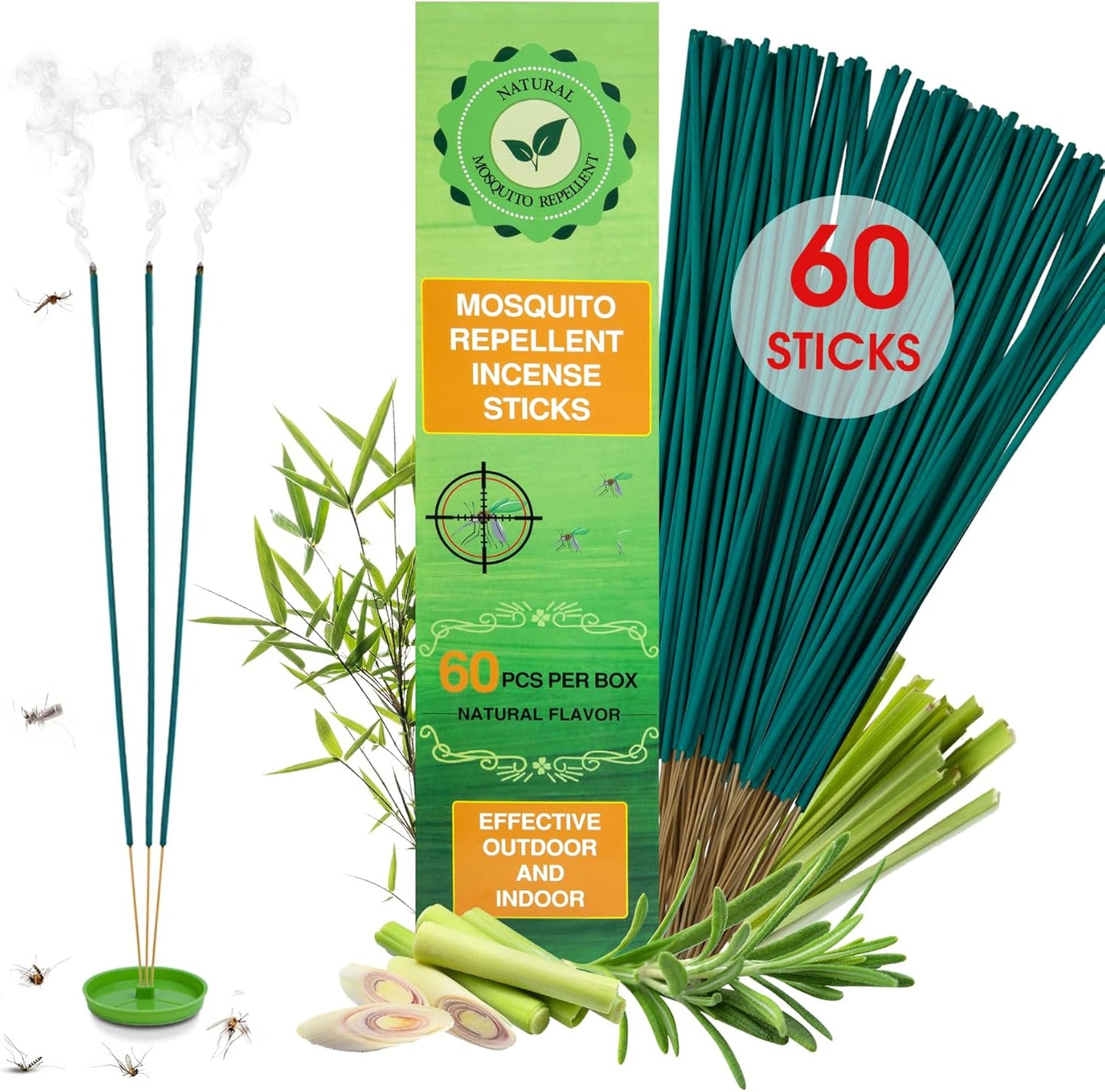 60 Pzas Repelente Mosquitos Citronela Natural para Camping