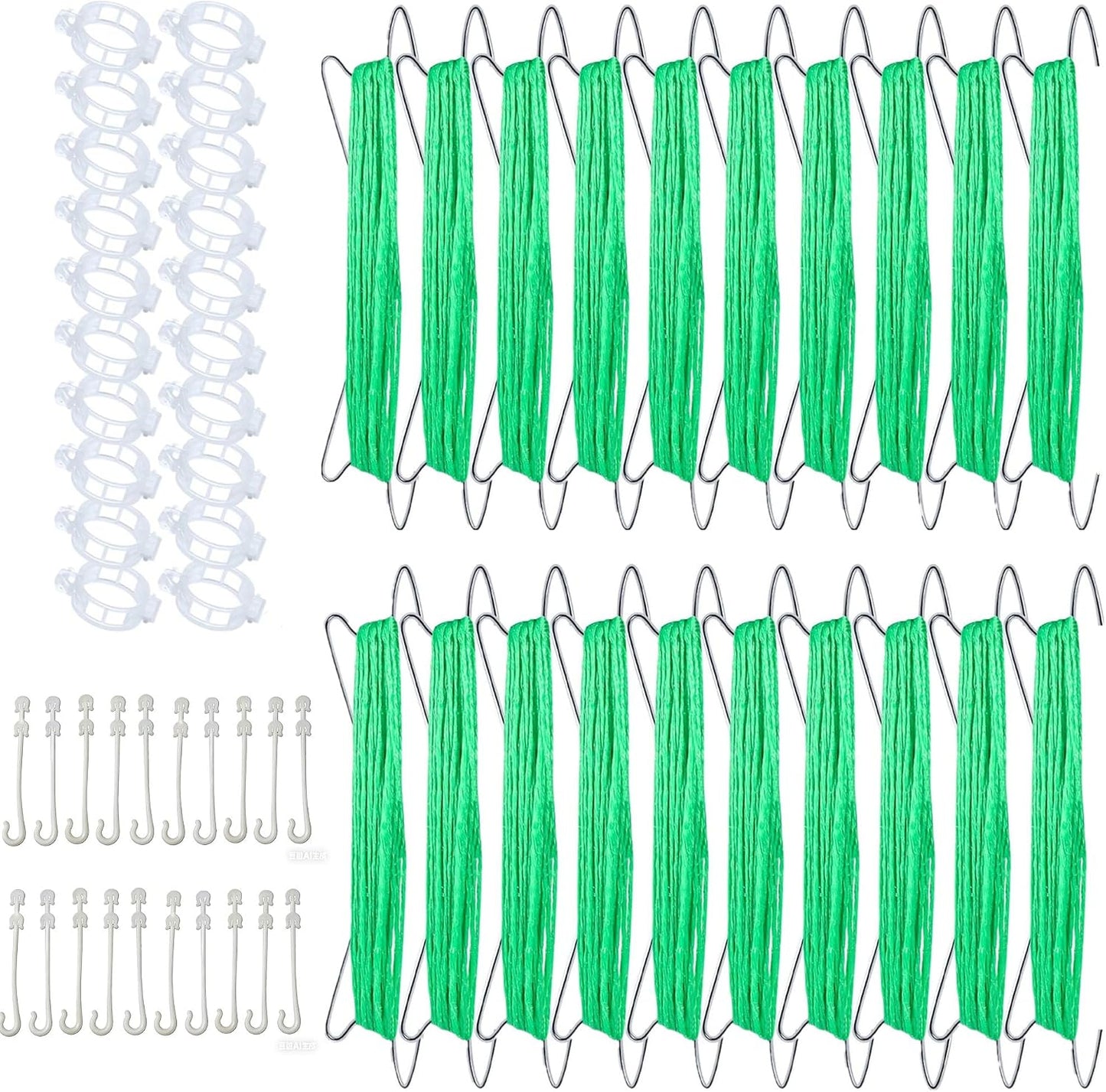 60 Ganchos Tomate Cuerda 32.8ft Clips Soporte Plantas