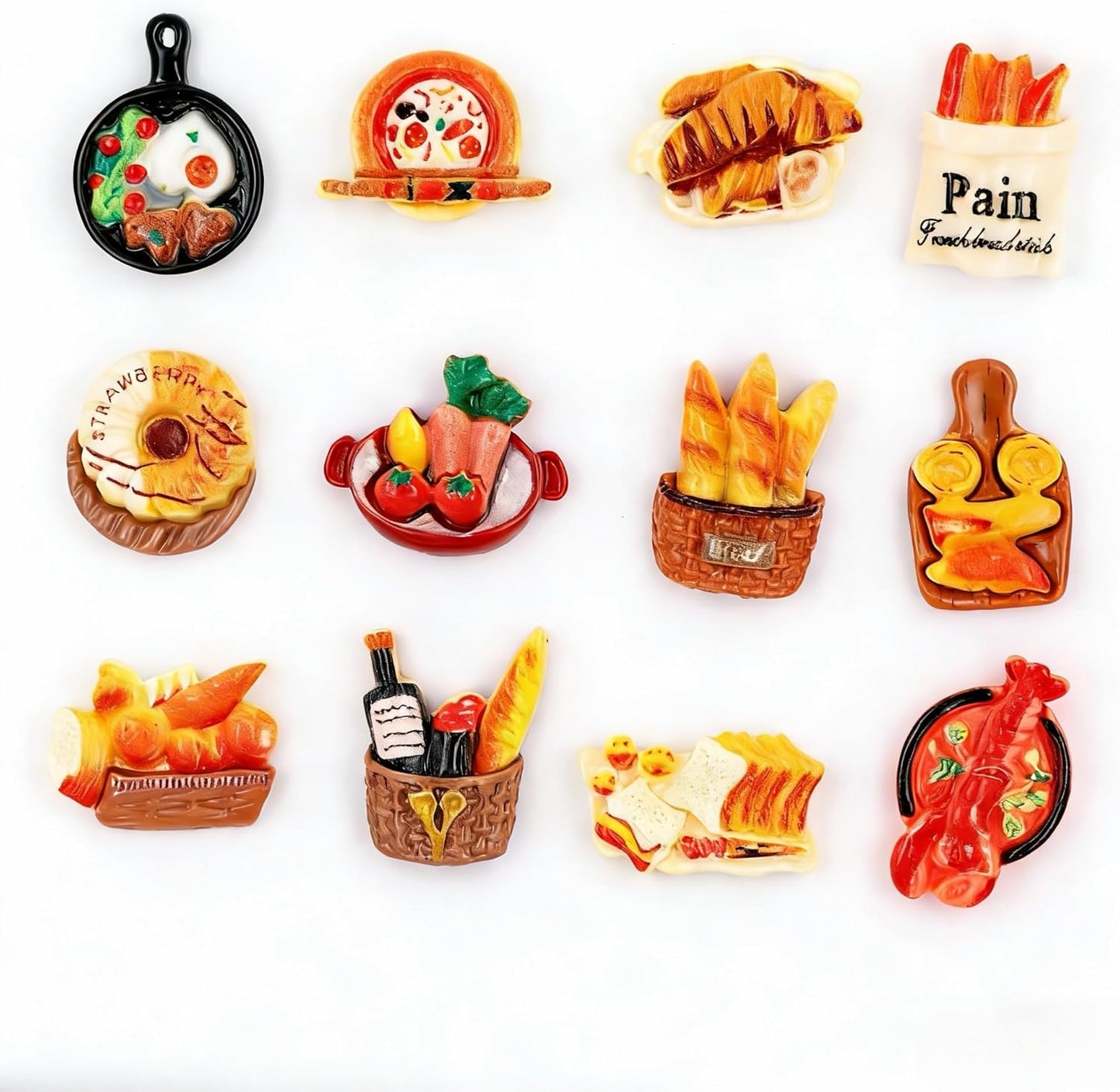 Imanes de nevera con diseño de alimentos 12 piezas acero inoxidable