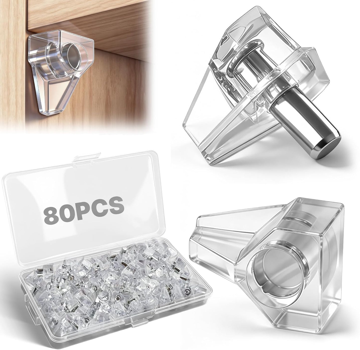 Clavijas transparentes 0.197pulg para estantes ajustables cocina