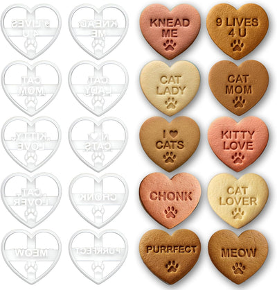Set 10 cortadores corazón para gatos y fanáticos