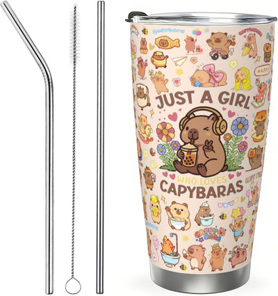 Vaso Capybara para niñas y mujeres de acero inoxidable