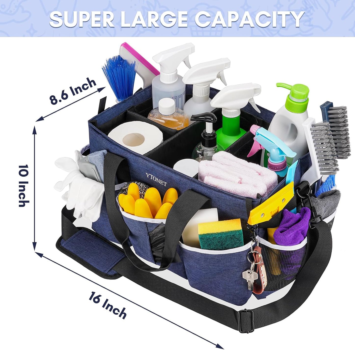 Carrito limpieza extra grande con bolsa 4 divisores plegables