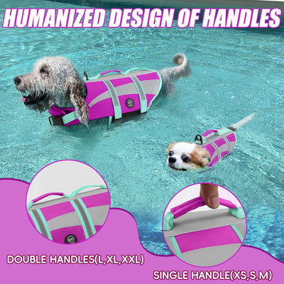 Chaleco salvavidas perros L con asas dobles reflectante morado