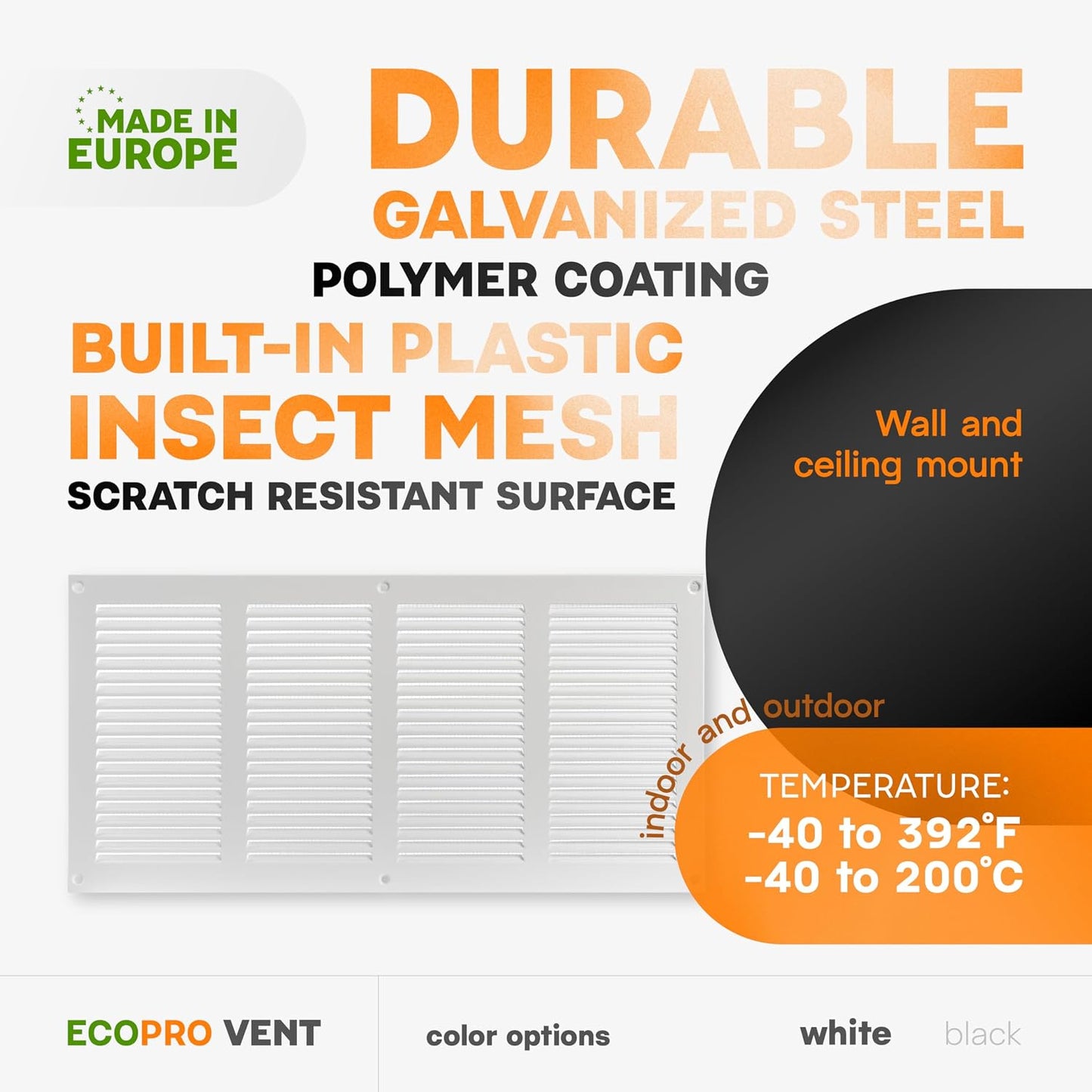 Cubierta ventilación acero galvanizado 16x8pulg exterior e interior