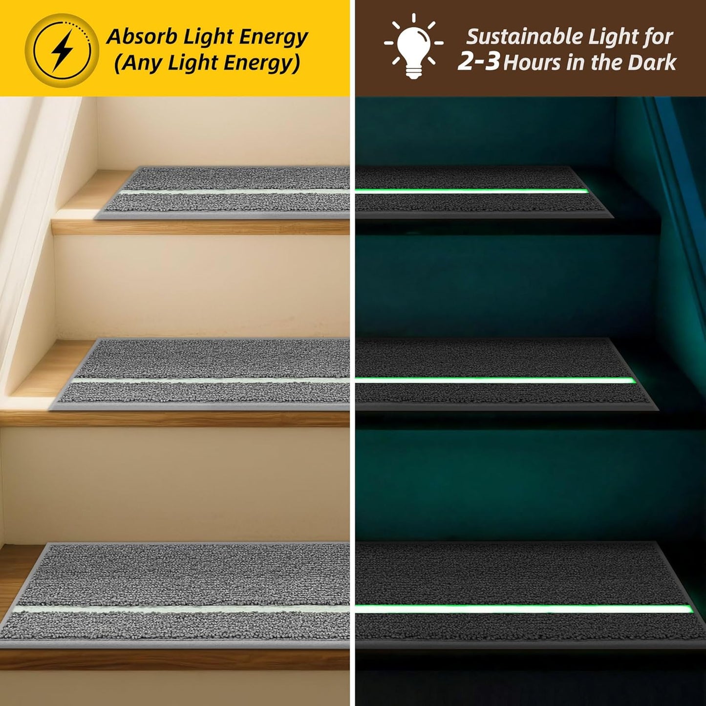 Set 4 Alfombras Escalera Madera 9x28pulg Antideslizantes