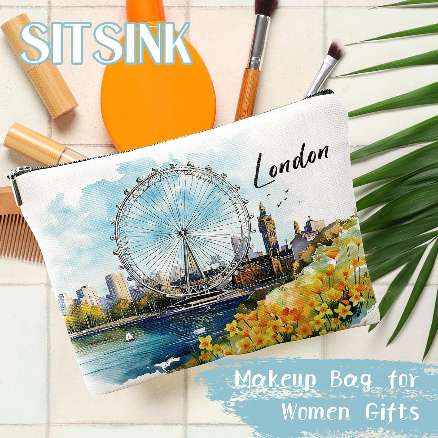 Bolsa maquillaje souvenir Londres para viajeras mujeres