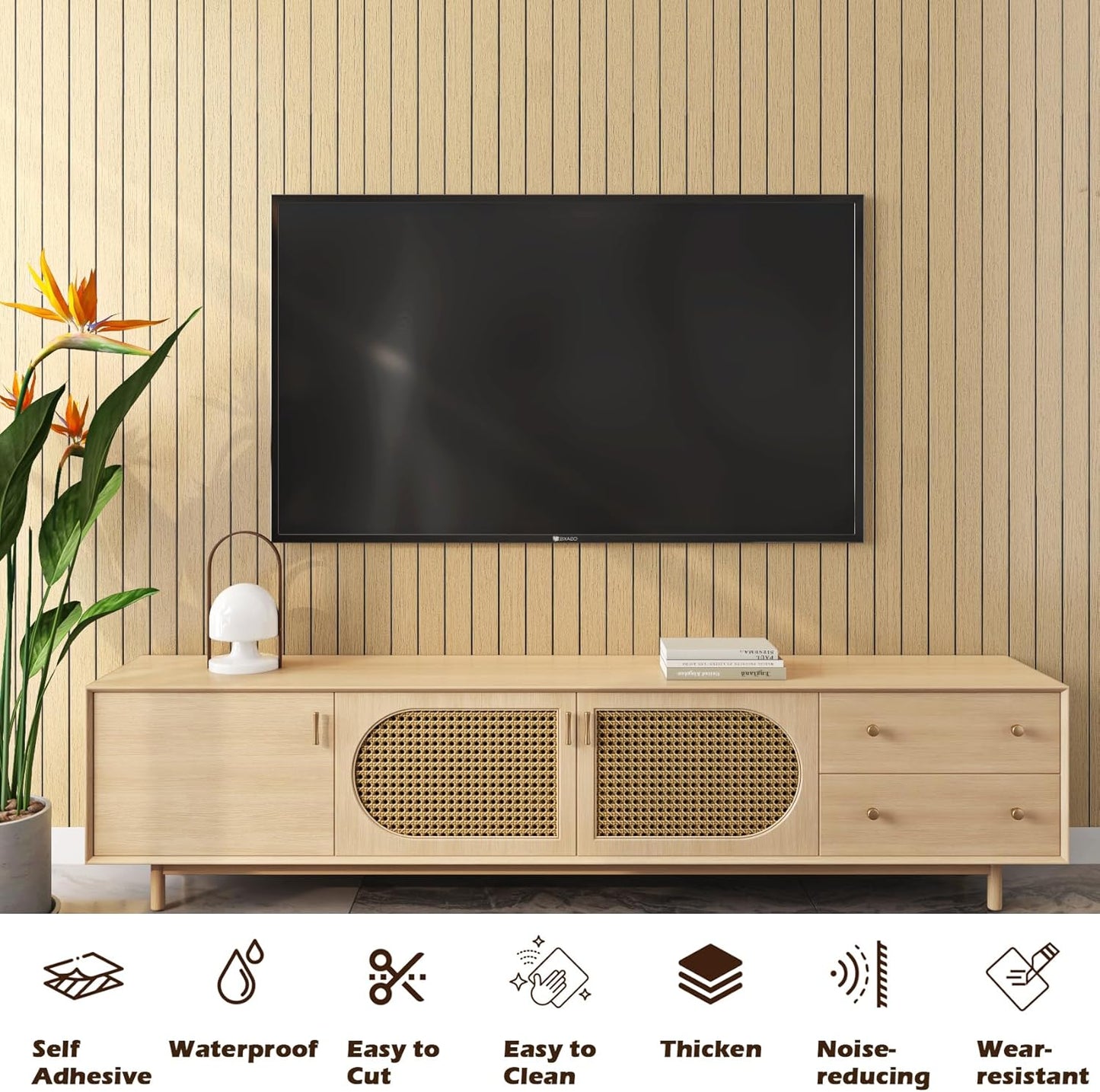 Panel pared listones roble 11.8x78.7pulg espuma autoadhesiva 3D