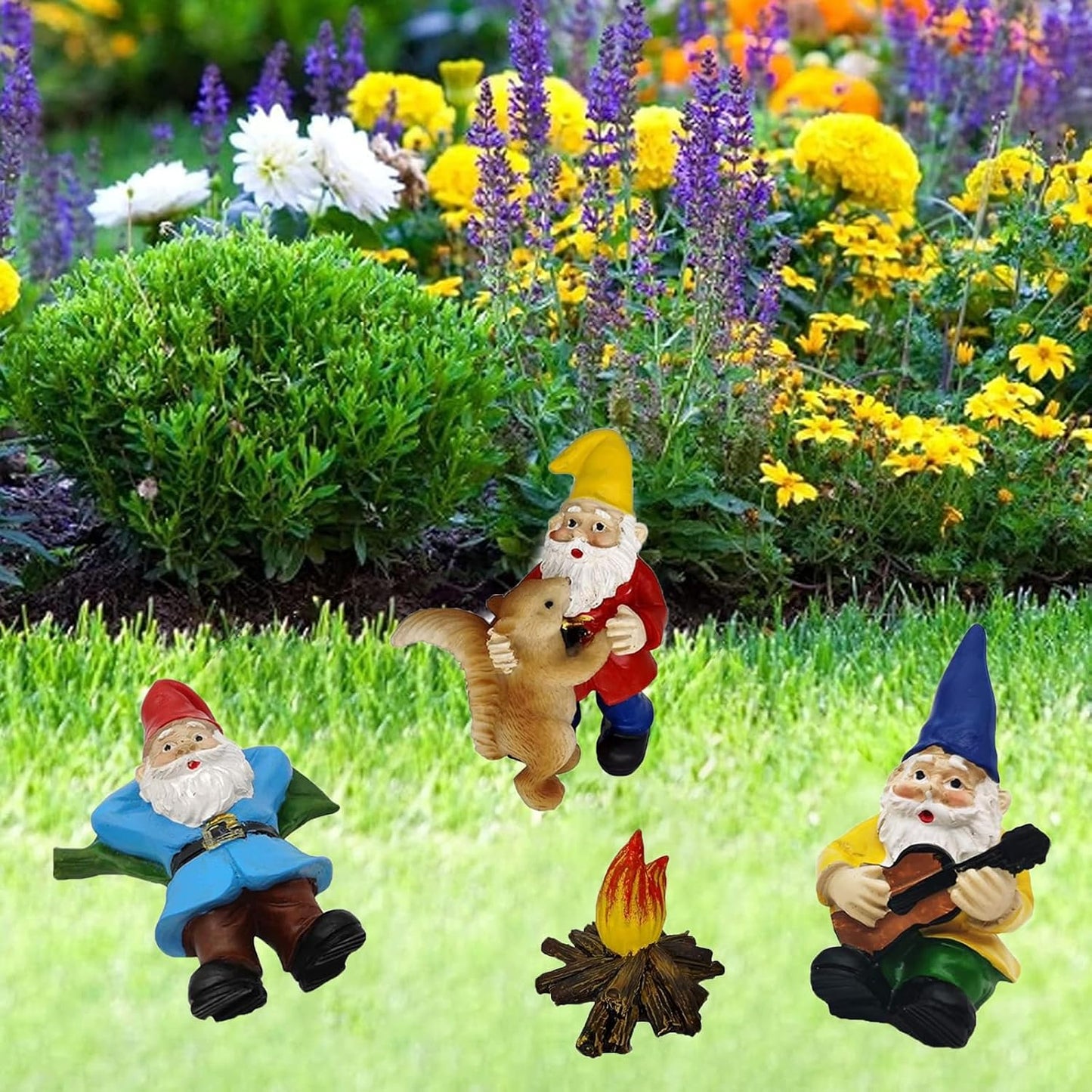 4 Pzas Gnomos Jardín Miniatura Decoración Macetas