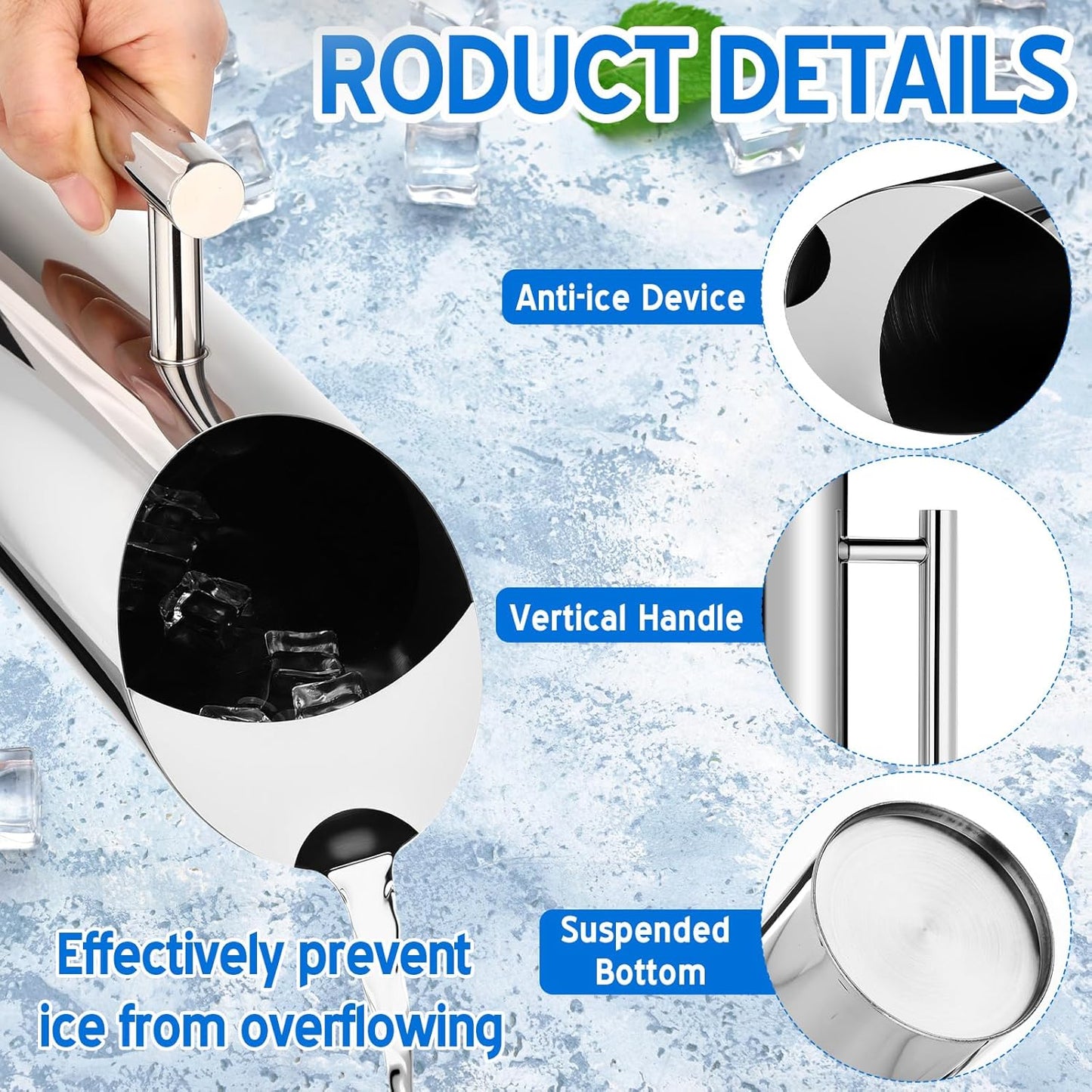 6 Pzas Jarra Acero Inox 2l Con Protector Hielo Asa Plateada