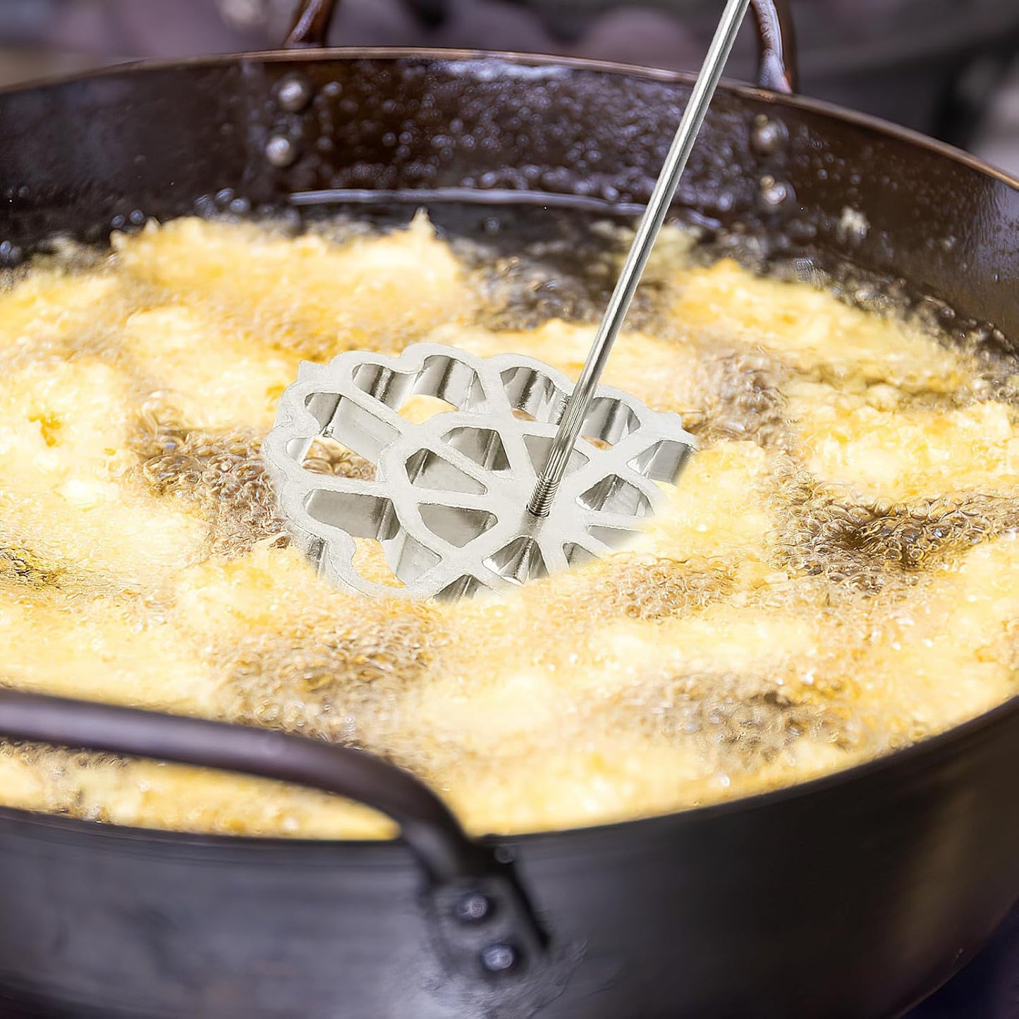 Molde de aluminio para bunuelos con mango para cocina y hornear