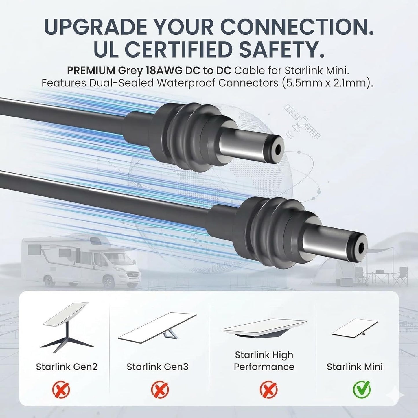 Cable de poder USB para Starlink Mini 6.6ft gris