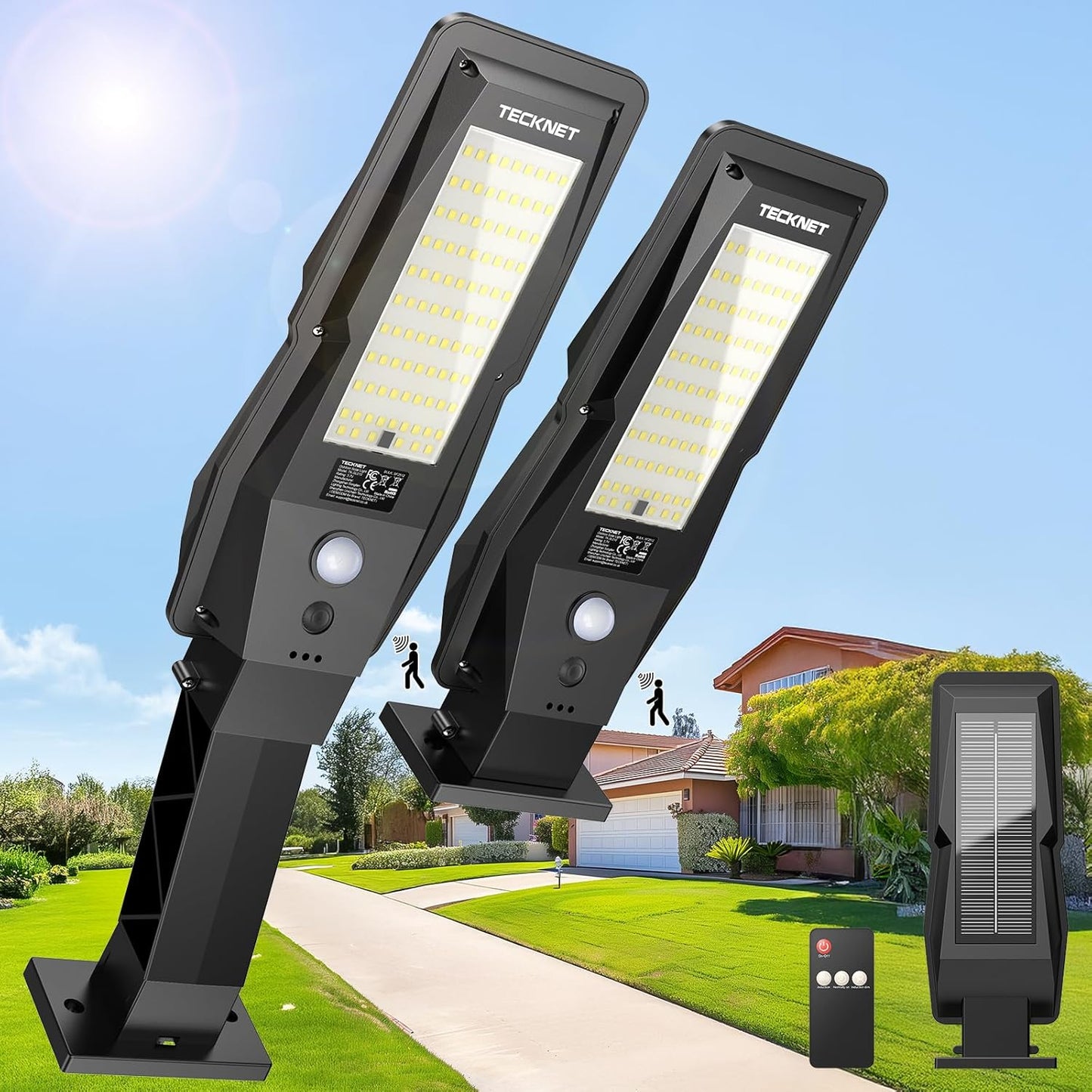 Farolas solares IP66 con sensor movimiento 3 modos exteriores