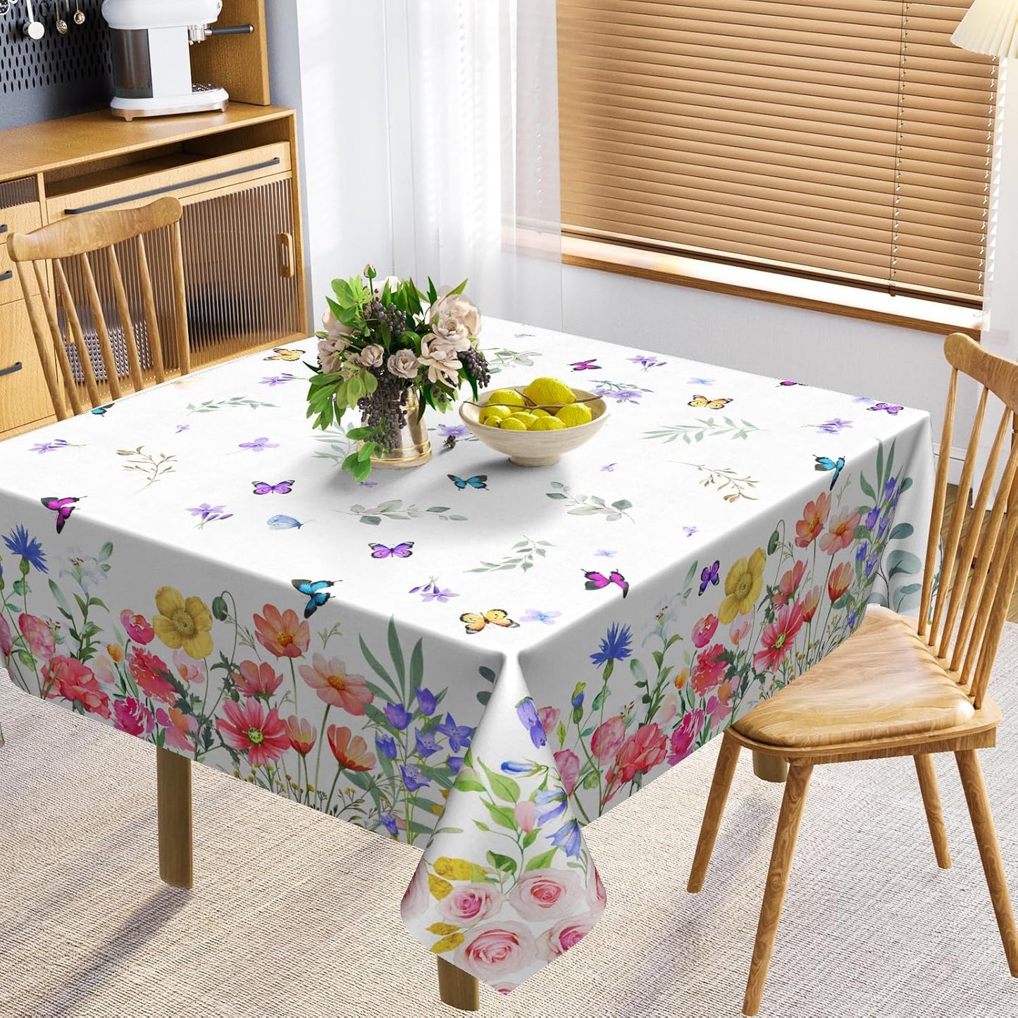 Mantel cuadrado de flores primaverales 54 pulgadas lavable