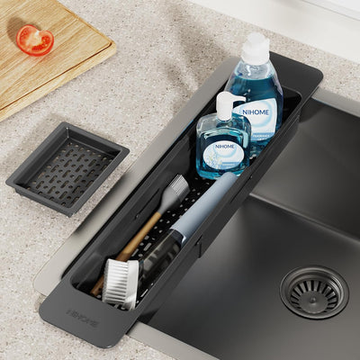 Organizador de fregadero extensible NiHome para cocina con soporte para cepillos y esponjas