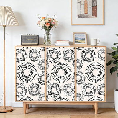 Papel tapiz geométrico negro beige círculo despegable