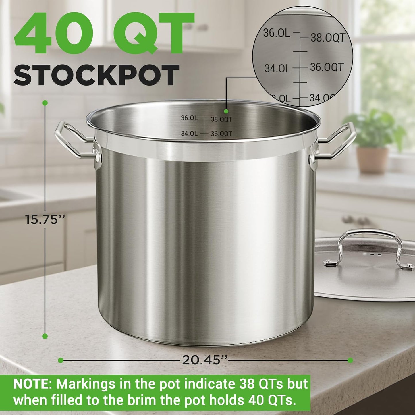 Olla acero inox 40qt tapa comp gas cerámica