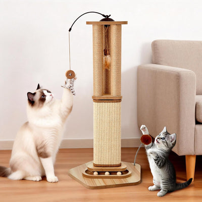 Poste rascador gato 34pulg sisal natural con juguetes interactivos