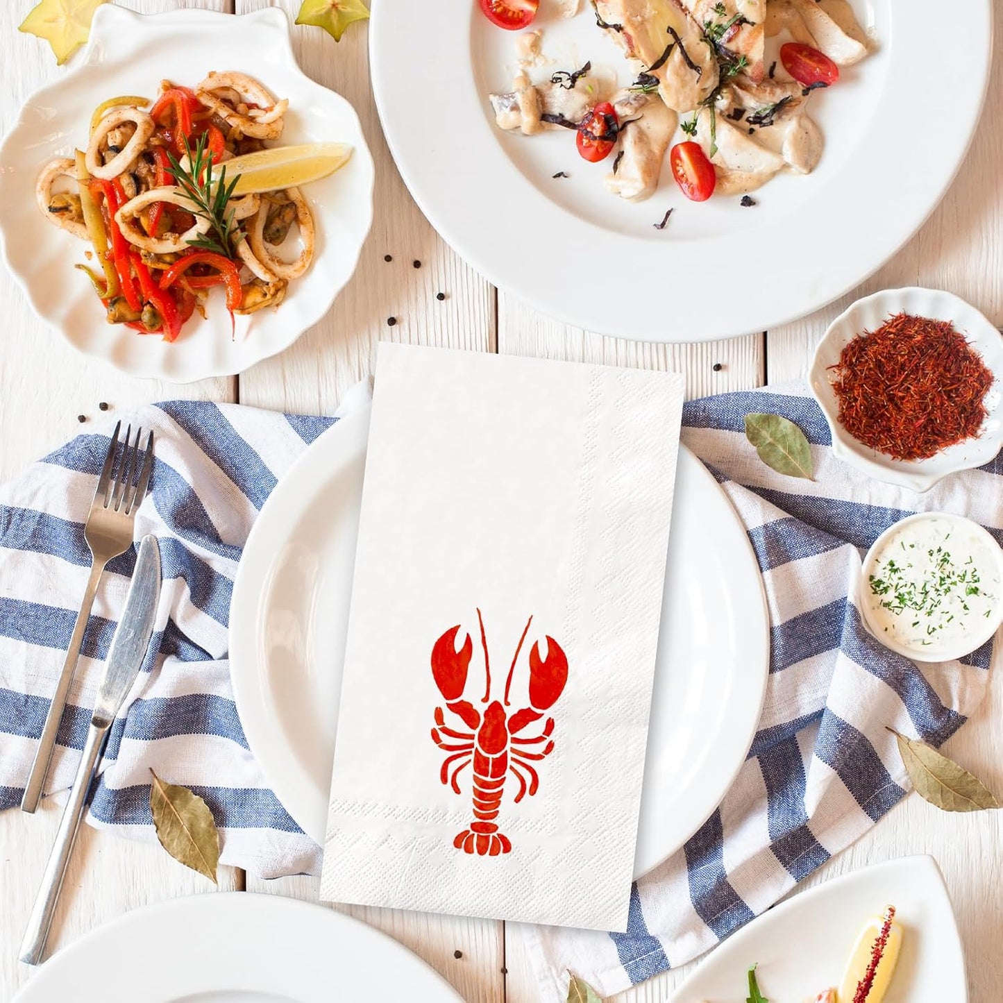 Servilletas de aguacolor para fiestas de mariscos y camarones