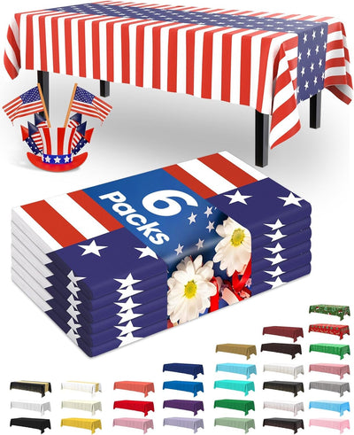 Mantel plástico decorativo para 4 de julio con diseño bandera americana 54x108 pulgadas
