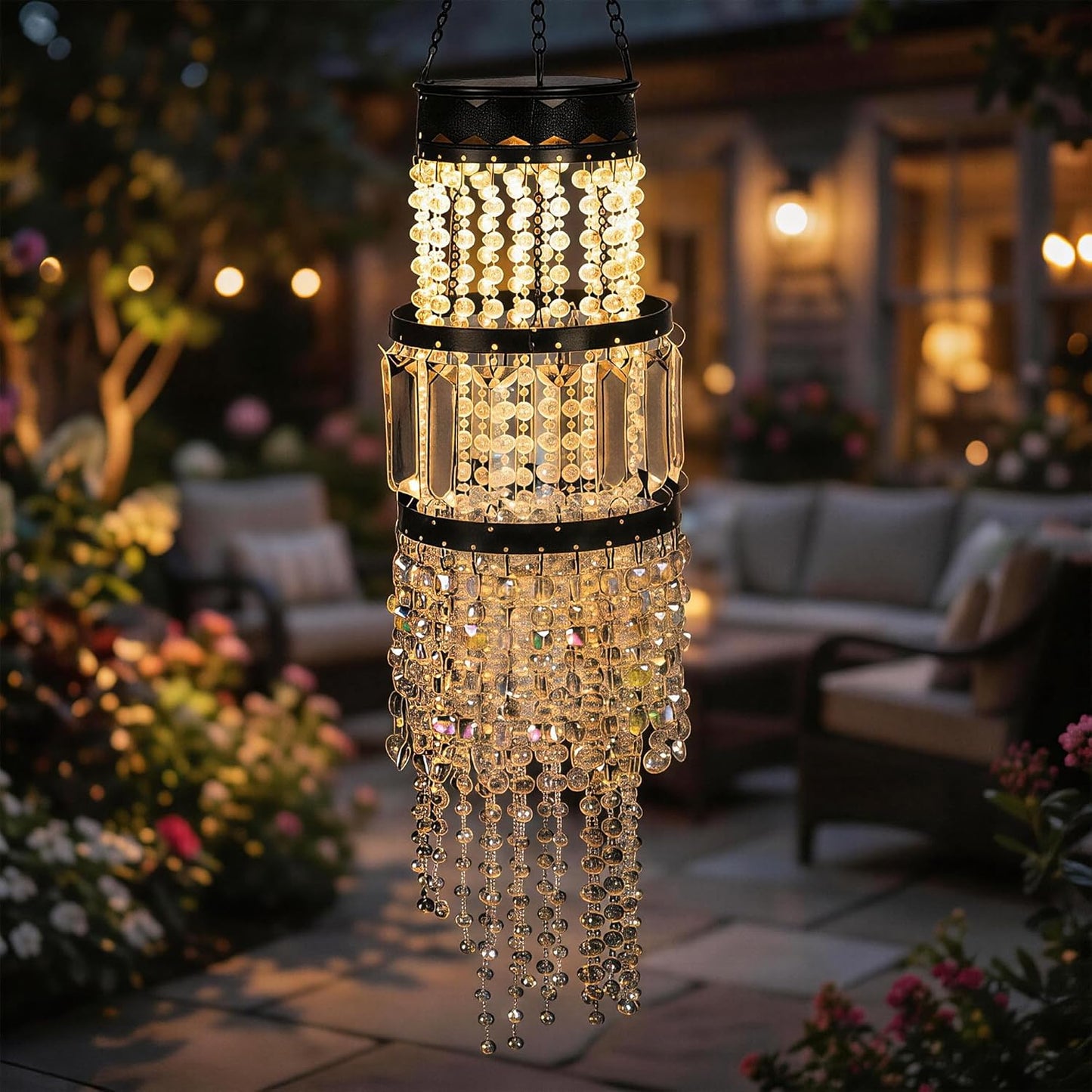 Farol solar LED blanco cálido para cenador