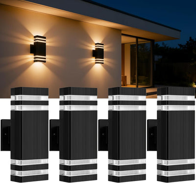 4 Luces Cuadradas Pared Exteriores LED 7W 3000K Blanco Cálido