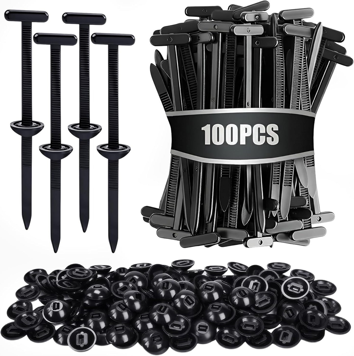 100 Hebillas Cables Soporte Pasador Botón Universal Negro