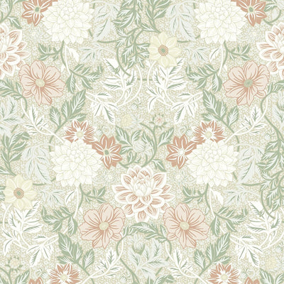 Papel tapiz floral despegable y pegable vintage 17.7x118pulg