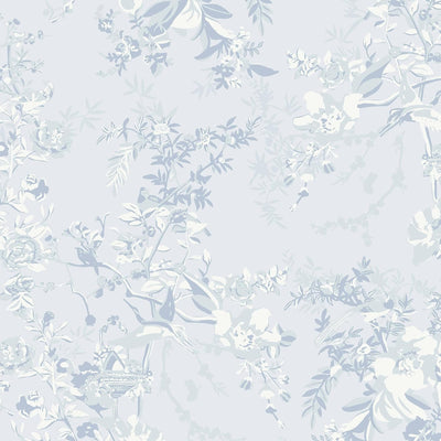 Papel tapiz azul floral vintage para baño y cocina