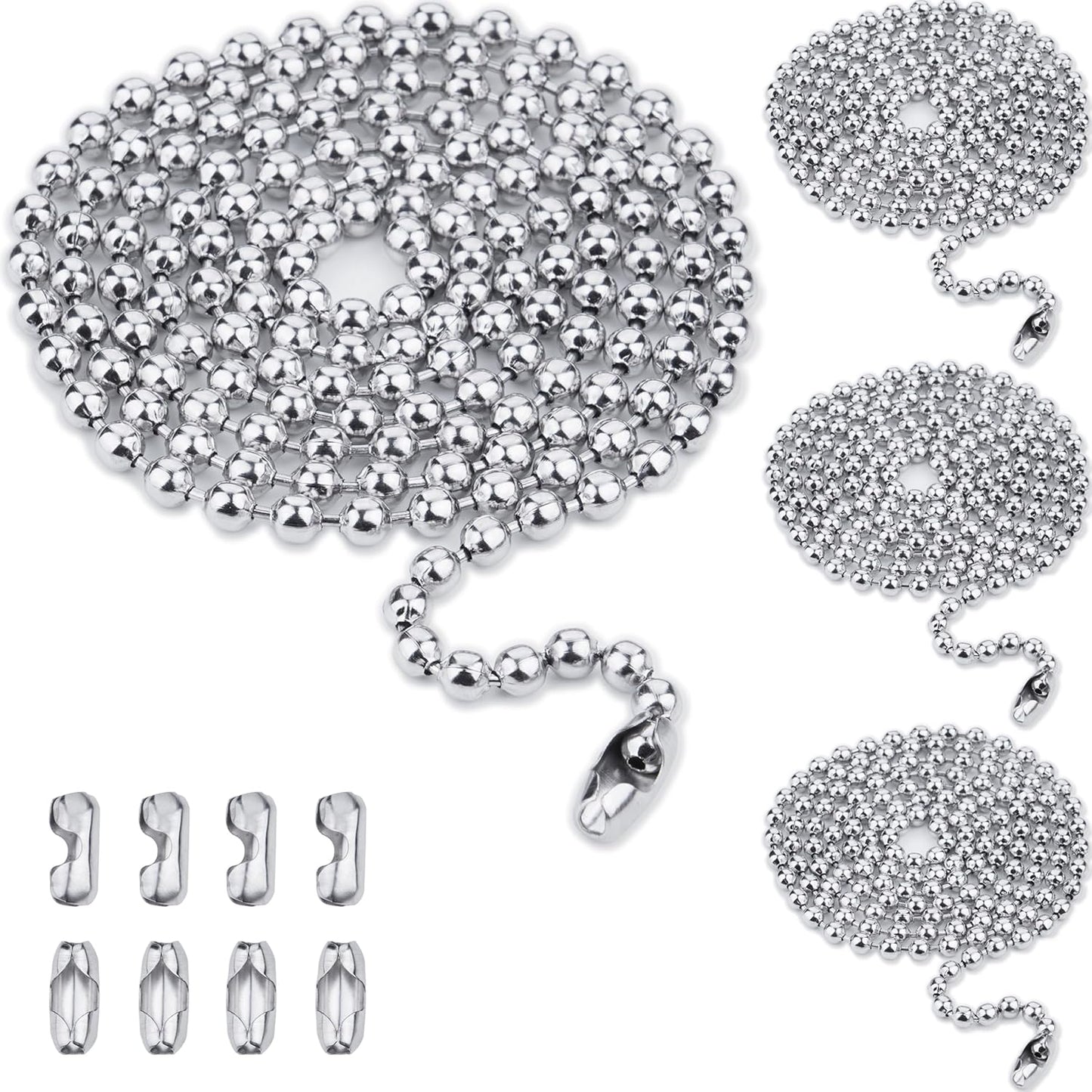 Cadena acero inox 40pulg con cuentas bola perro 8 conectores