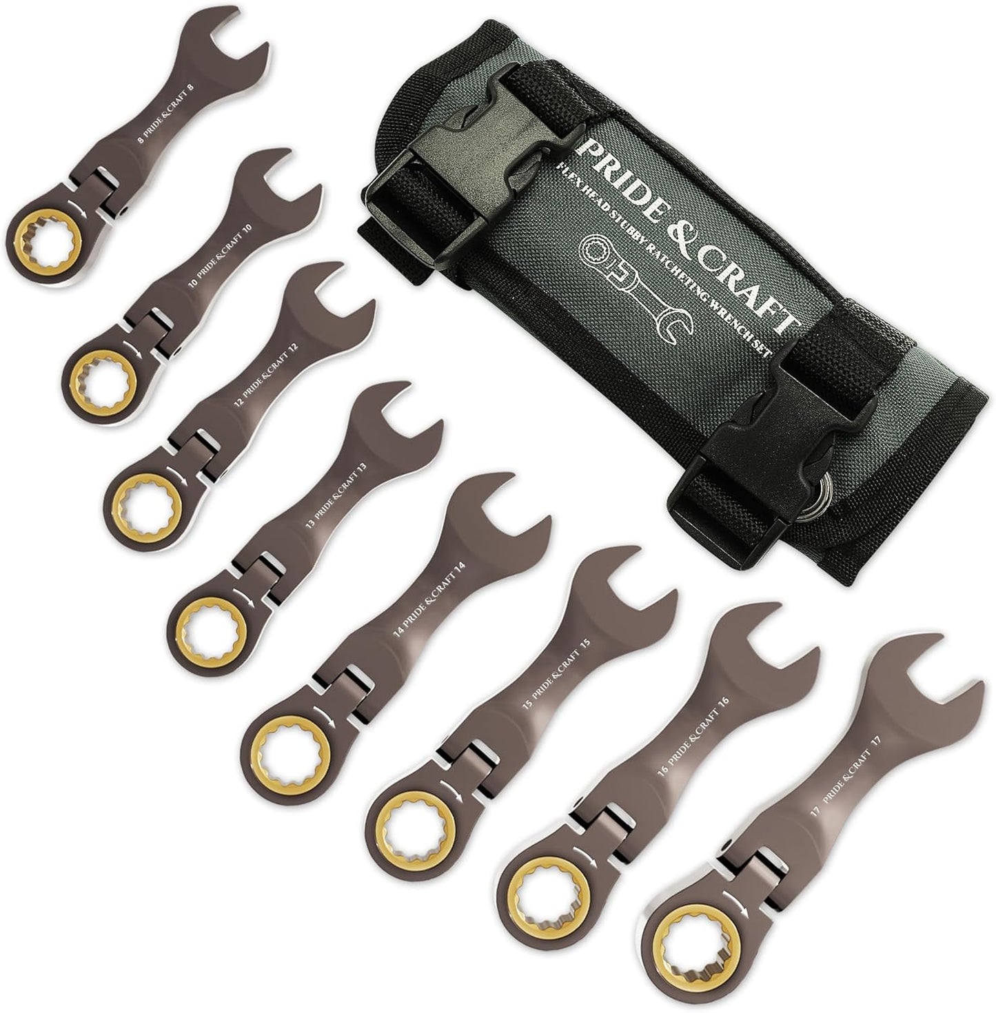 Set 8 Pzas llave combinada flex 8-17mm CRV níquel