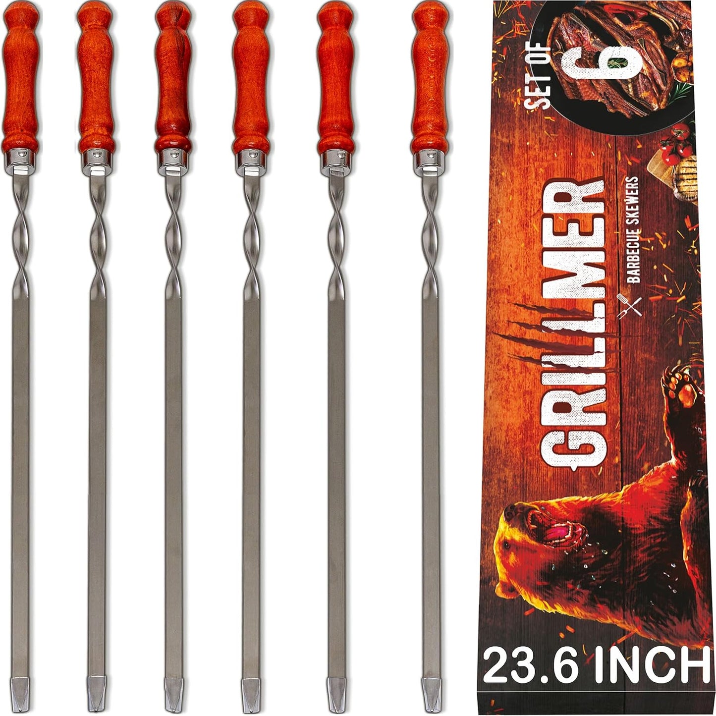Brochetas Kabob Acero Inox 6 Pzas 23.6pulg