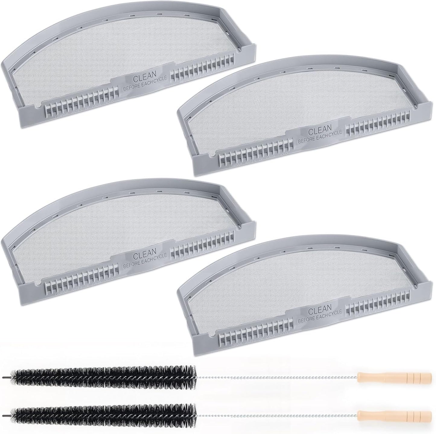 Set 4 Repuestos Trampa Pelusa Secadora Filtro Acero Inox Cepillos