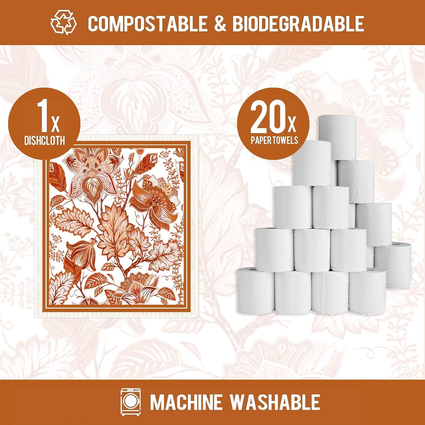 6 Pzas Paños Suecos Reutilizables Absorbentes para Cocina Baño