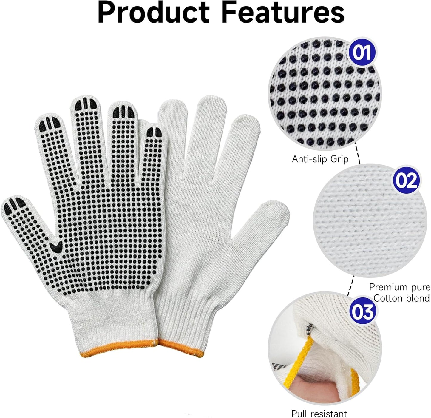 12 Pzas Guantes Trabajo Respirables Antiderrap