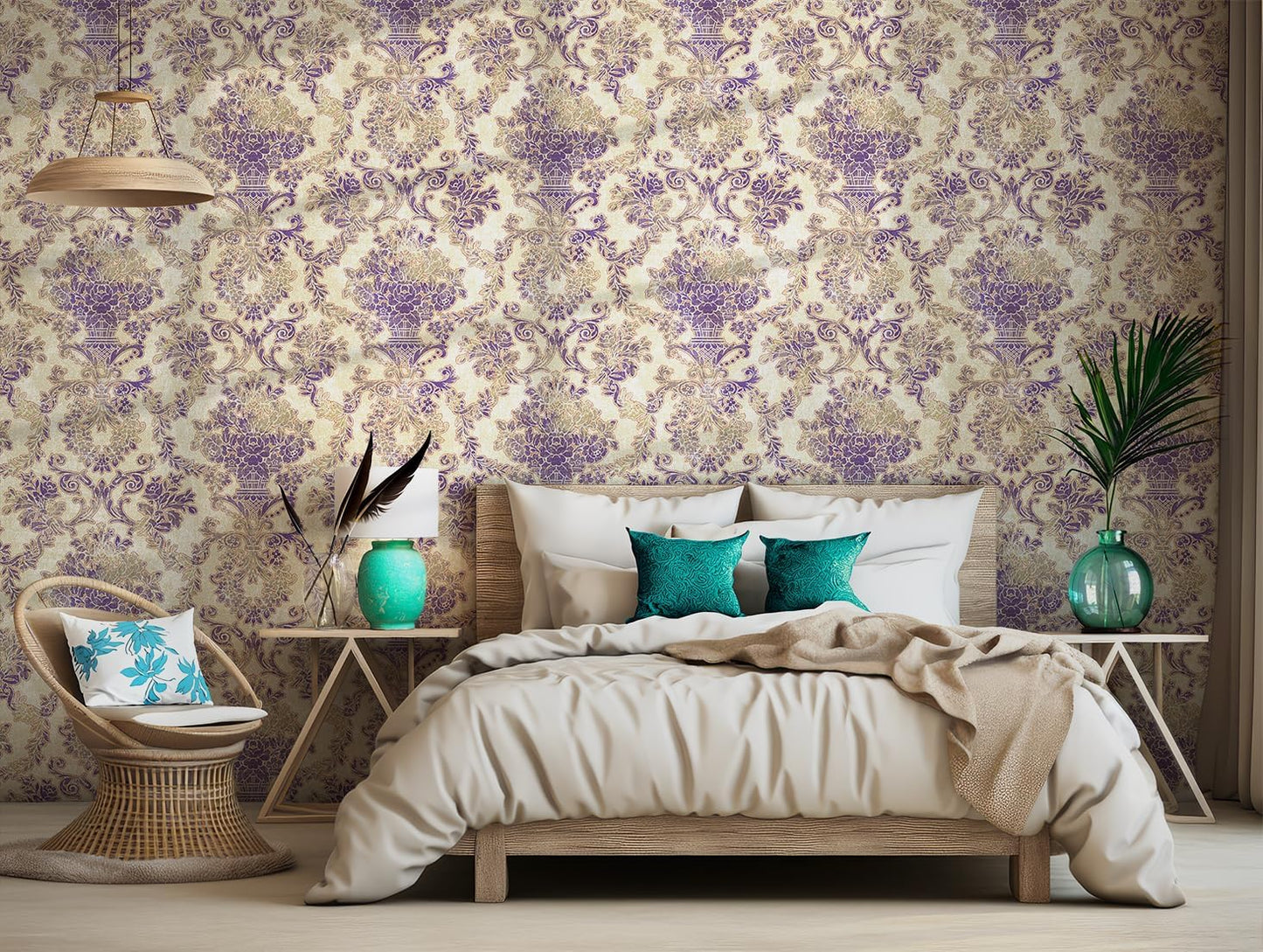 Papel tapiz floral autoadhesivo extraíble impermeable 17.3x118