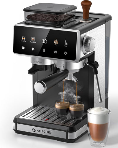 Cafetera Espresso Negro con Molinillo y Preinfusión