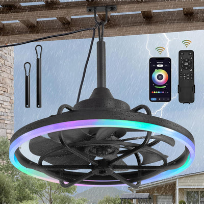 Ventilador techo RGB impermeable 24pulg control app 3CCT