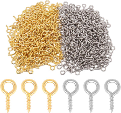 Ganchos de ojo plateado y dorado 3/8pulg resistentes 600uds