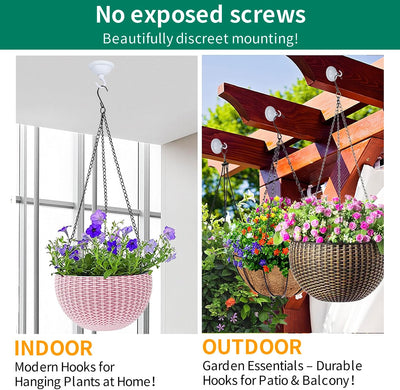 4 Ganchos Metal Resistentes para Plantas Colgantes Blancos