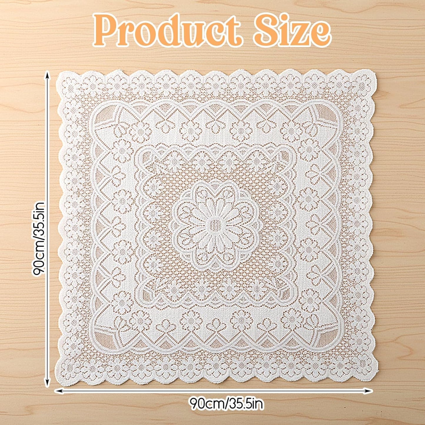 Mantel cuadrado encaje blanco 35.5x35.5pulg boda