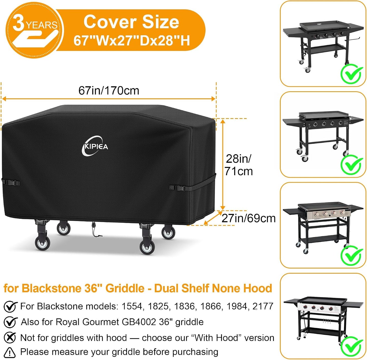 Cubierta parrilla Blackstone 36pulg resistente agua